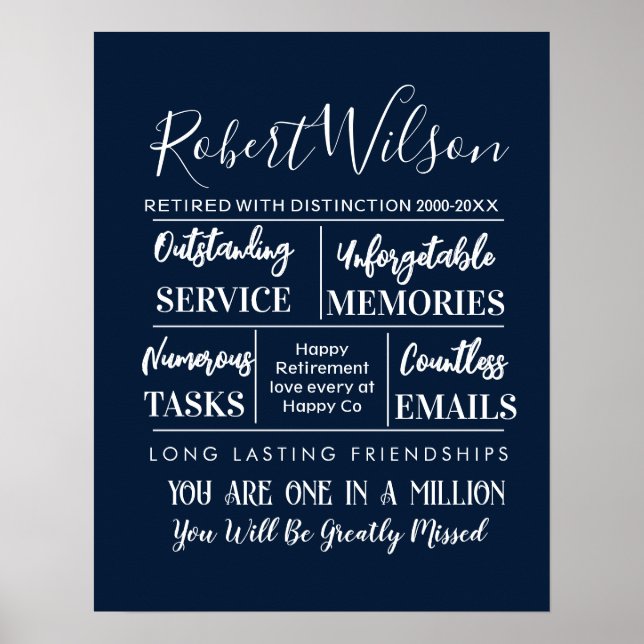 Personalized Retirement Poster Print (Front)