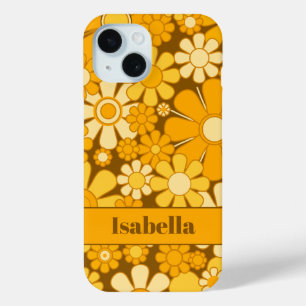 Personalized Retro 70s Floral Pattern iPhone 15 Case