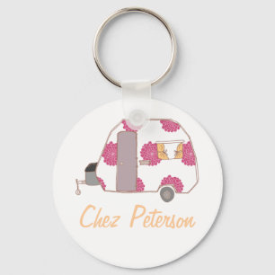 Personalized Retro Art Caravan Owner's Keychains