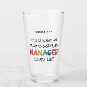 Personalized Retro Awesome Manager Funny Glass