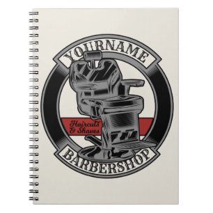 Personalized Retro BarberShop Barber Chair Salon Notebook
