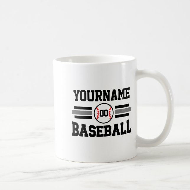 Personalized Retro Baseball Player Name Team T Shi Coffee Mug (Right)