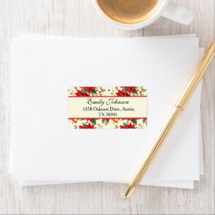 Personalized Retro Christmas Floral Stationery  Label