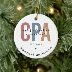 Personalized Retro CPA Certified Public Accountant Ceramic Tree Decoration