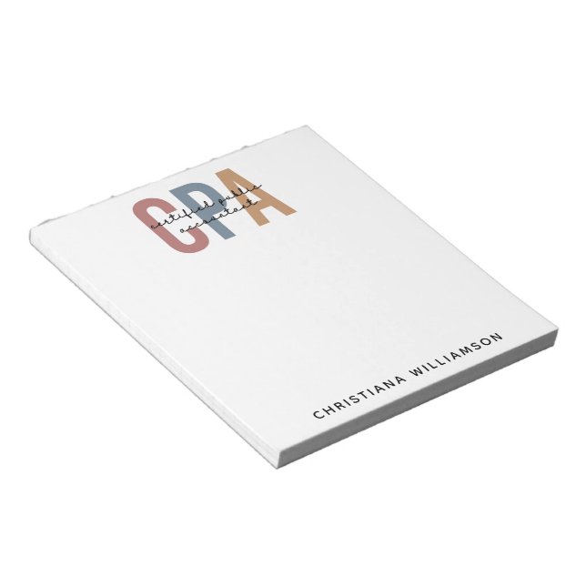 Personalized Retro CPA Certified Public Accountant Notepad (Angled)