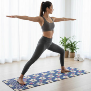 Personalized Retro Floral Pattern Yoga Mat