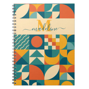 Personalized Retro Geometric Colorful Notebook
