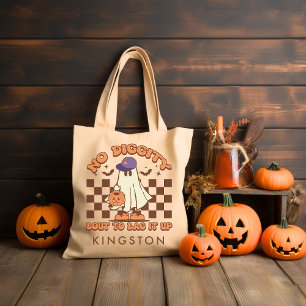 Personalized Retro Groovy Halloween Tote Bag