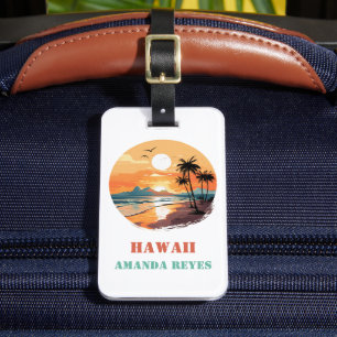 Personalized Retro Hawaii Luggage Tag