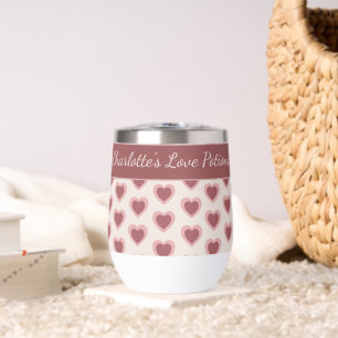 Personalized Retro Hearts Pink Burgundy