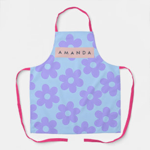 Personalized Retro Lavender Daisy Flower Apron