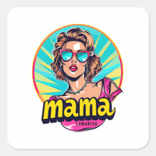 Personalized Retro  Mama Pop Art (3) Square Sticker