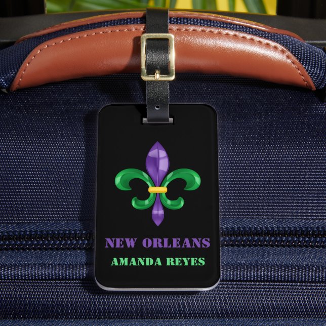 Personalized Retro New Orleans Luggage Tag (Front Insitu 2)