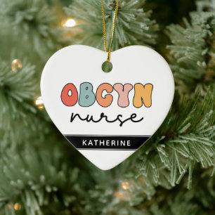 Personalized Retro OBGYN Nurse Ceramic Tree Decoration