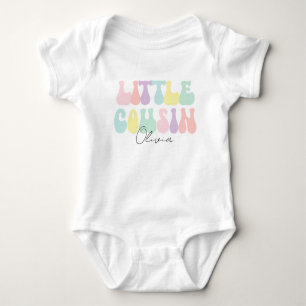 Personalized Retro Pastel Little Cousin Custom Baby Bodysuit