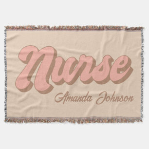 Personalized Retro Script Nurse Custom  Throw Blanket