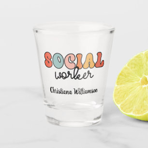 Personalized Retro Social Worker Shot Glass