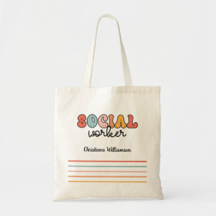 Personalized Retro Social Worker Tote Bag