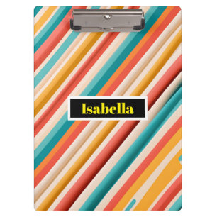 Personalized Retro Striped Clipboard   Colorful 
