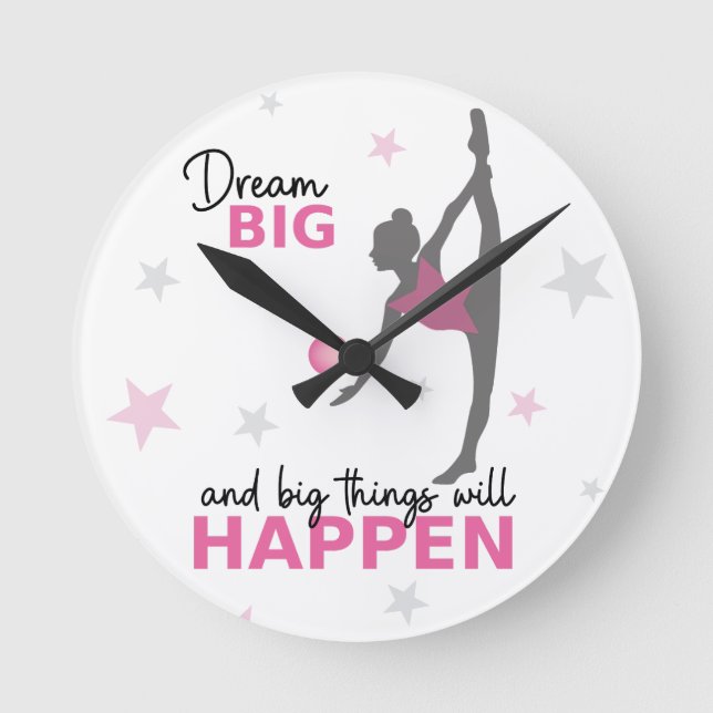 Personalized Rhythmic Gymnast Dream Big Wall Clock (Front)