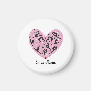 Personalized Rhythmic Gymnastics Magnet Pink Heart