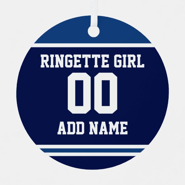 Personalized Ringette Girl Sports Jersey Style Metal Tree Decoration (Front)
