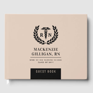 Personalized RN Nursing School Graduation Elegant Guest Book