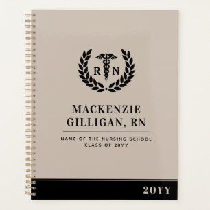 Personalized RN Nursing School Graduation Elegant Planner