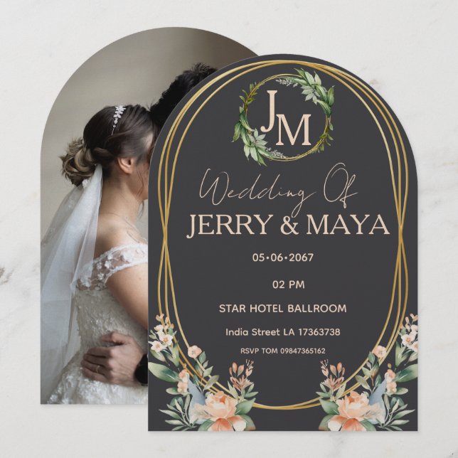 Personalized Romantic Couple Wedding  Invitation (Front/Back)