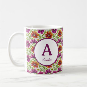 Personalized Romantic Spring Girly Flowers  Coffee Mug