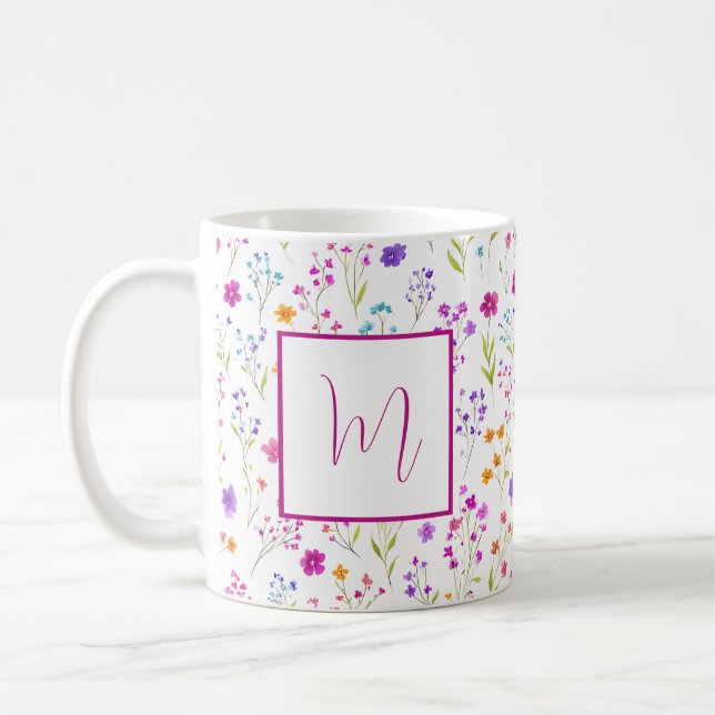 Personalized Romantic Spring Girly Flowers  Coffee Mug (Left)