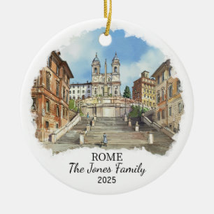 Personalized Rome Ornament, Italy Ceramic Tree Decoration