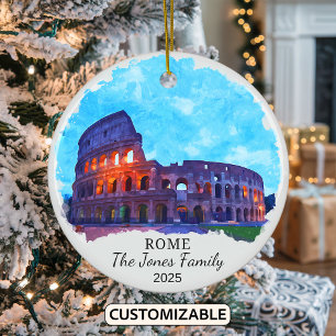 Personalized Rome Ornament, Italy Ceramic Tree Decoration