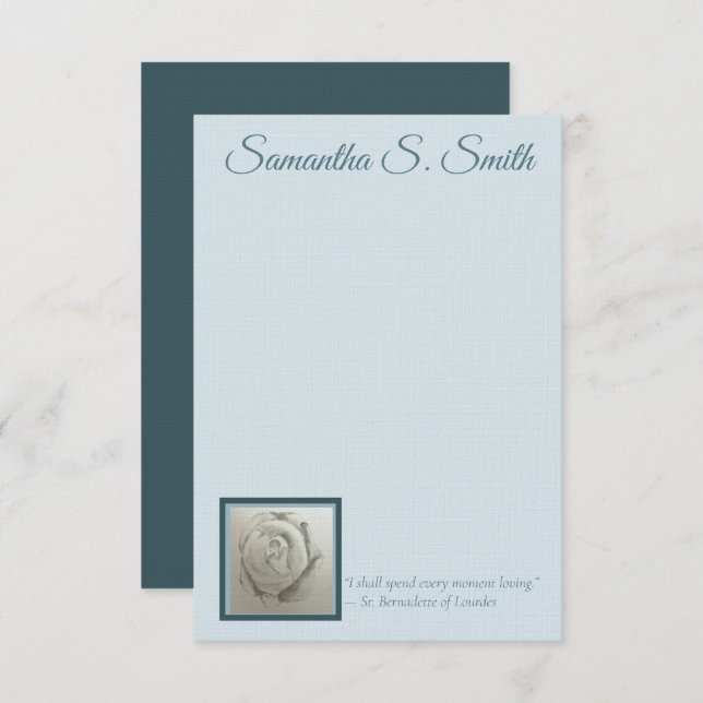 Personalized Rose Flat Note Card (Front/Back)