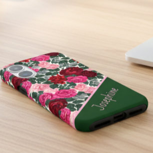 Personalized Rose Floral iPhone Case with Name