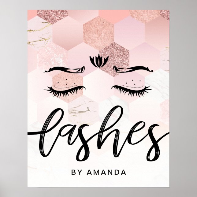 Personalized Rose Gold Lashes Salon Poster (Front)