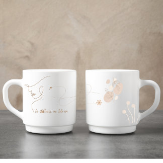 Personalized Rose Gold Line Art Mindfulness Quote  Coffee Mug