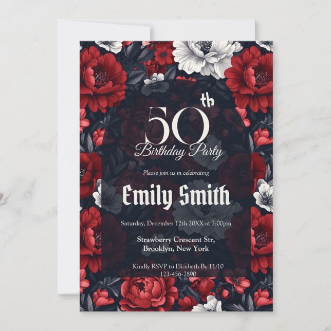 Personalized Rose Luxury Spring Birthday Invitation (Front)