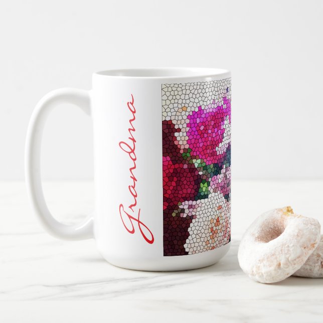 Personalized Rose Mosaic Coffee/ Tea Mug (With Donut)