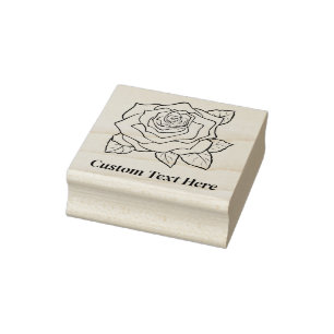 Personalized Rose Rubber Stamp