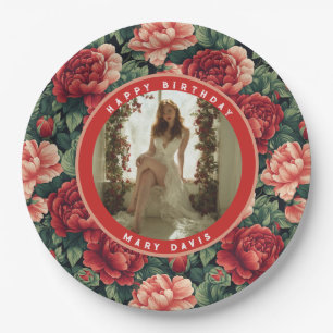 Personalized Rose Themed Surprise Birthday Paper Plate