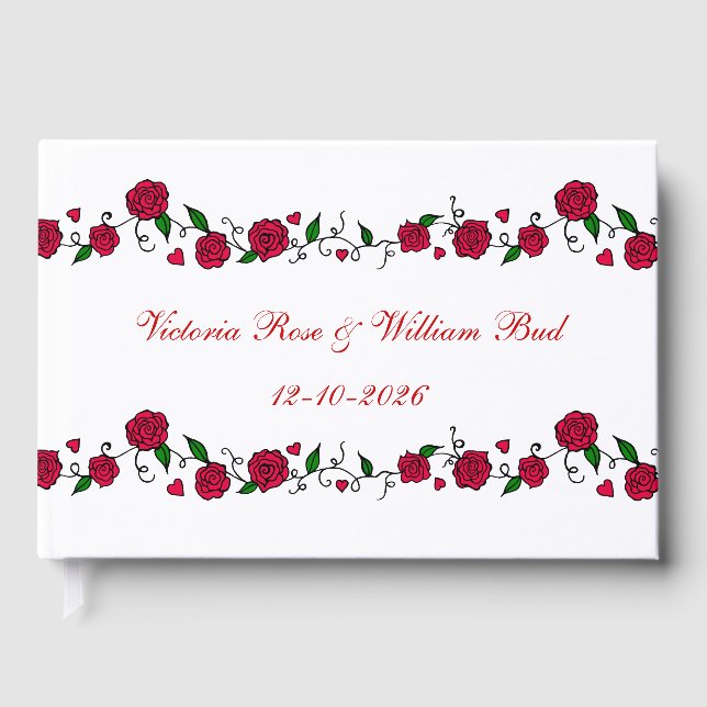 Personalized Rose Wedding Guestbook  (Front)