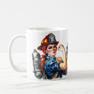 Personalized Rosie the Riveter Female Firefighter Coffee Mug