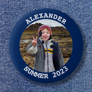 Personalized Round Family Photo Navy Blue 6 Cm Round Badge