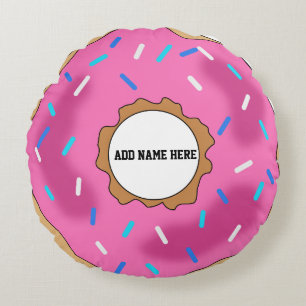 PERSONALIZED ROUND PINK DONUT PILLOW