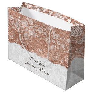 Personalized Royal Wedding Blush Pink Gold Lace Large Gift Bag