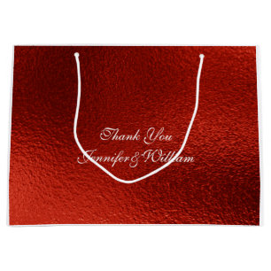 Personalized Royal Wedding Red Metallic Shiny Large Gift Bag