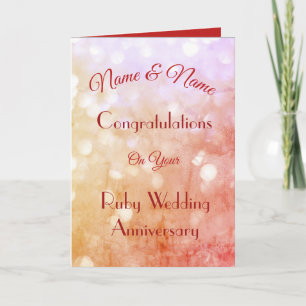 Personalized Ruby Anniversary Greeting Card. Card