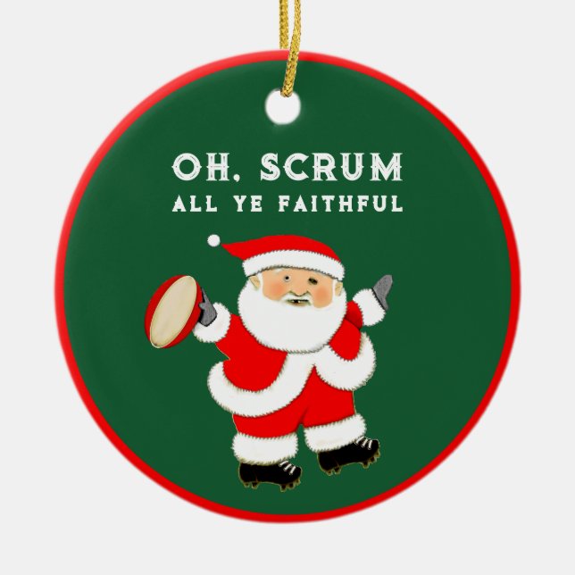 Personalized Rugby Collectible Ceramic Tree Decoration (Front)