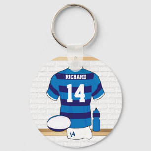 Personalized Rugby Jersey in locker room Key Ring